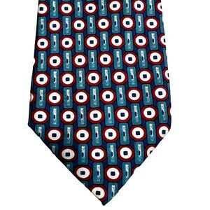 Giorgio Armani Cravatte Silk Neck Tie Geometric Blue Red Black